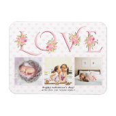 赤面ピンクのバラフローララブフォトヴァレンティーンズデイ マグネット (横)