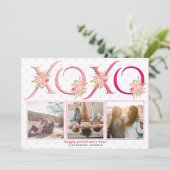 赤面ピンクのバラフローラXOXOフォトガレンティンデー シーズンカード (スタンド正面)
