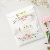 赤面ピンクのバラ女の子ユーカリ赤ちゃんシャワー フェイバーバッグ (封をした状態)