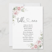 赤面ピンクのバラ結婚スのテーブルのシーティンググラフカード (正面)