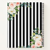 赤面ピンクのバラ黒と白のレシピ本 ノートブック (裏面)