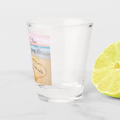 赤面ピンクのビーチ結婚式キープサクハートイン砂 ショットグラス (右)