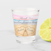 赤面ピンクのビーチ結婚式キープサクハートイン砂 ショットグラス (正面)