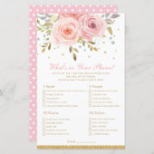 赤面ピンクのフローラあなたの電話シャワーゲームに何が (正面/裏面)