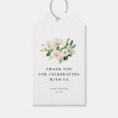 赤面ピンクのフローラありがとう好意ギフトラベル ギフトタグ (正面)