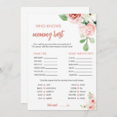 赤面ピンクのフローラがママのゲームカー最高のドを知っている 招待状 (正面/裏面)