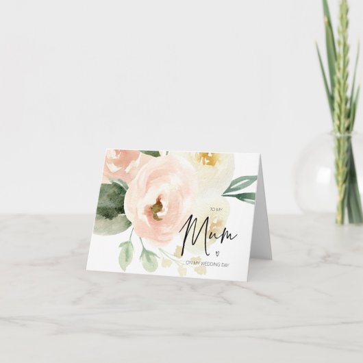 赤面ピンクのフローラが私の結婚式の日の贈り物に カード (正面)