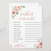 赤面ピンクのフローラが赤ちゃんのシャワーカードを願う 招待状 (正面/裏面)