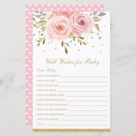 赤面ピンクのフローラが赤ちゃんのシャワー活動を願う (正面/裏面)