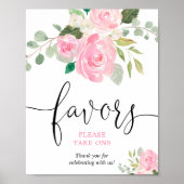 赤面ピンクのフローラの好意を取るワンサイン ポスター (正面)