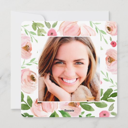 赤面ピンクのフローラの水彩卒業の招待状 シーズンカード (裏面)