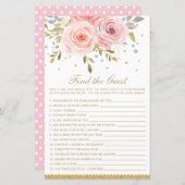 赤面ピンクのフローラはゲストベビーシャワーゲームを見つける (正面/裏面)