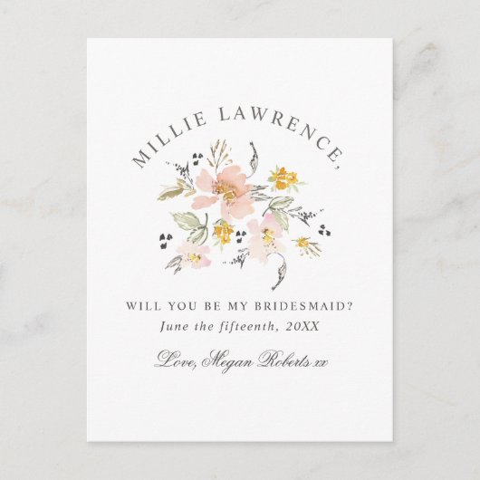 赤面ピンクのフローラは私の花嫁の写真になる インビテーションポストカード (正面)