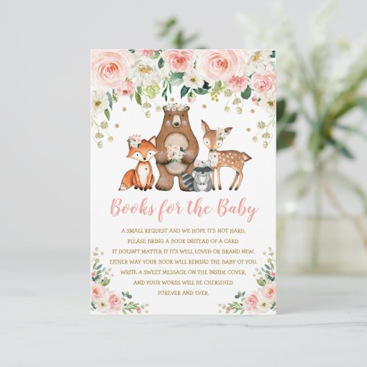 赤面ピンクのフローラウッドランド動物の本ベビー エンクロージャーカード (スタンド正面)