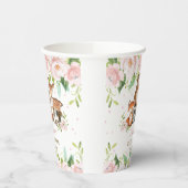 赤面ピンクのフローラウッドランド動物の赤ちゃんシャワー 紙コップ (左)