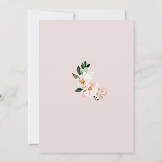 赤面ピンクのフローラエレガントベビーガールシャワー 招待状 (裏面)