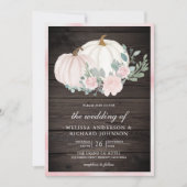 赤面ピンクのフローラカボチャすべて一つの木結婚の 招待状 (正面)