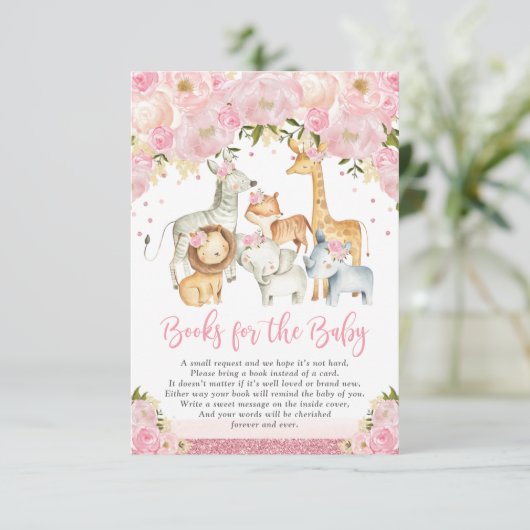 赤面ピンクのフローラサファリ動物の本ベビー エンクロージャーカード (スタンド正面)