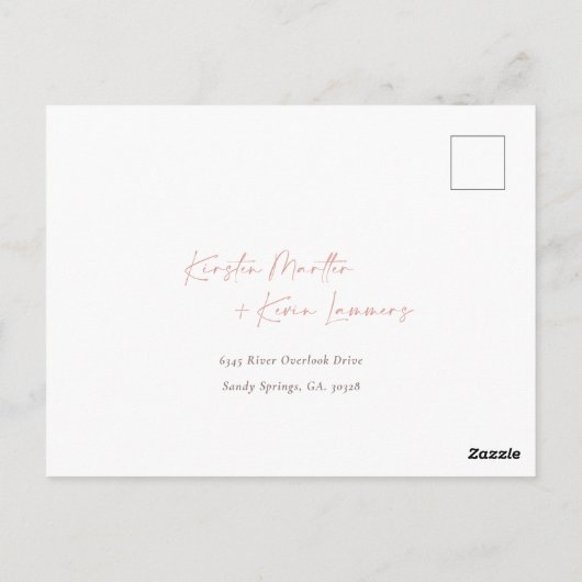 赤面ピンクのフローラサボテンの葉の水色RSVP ポストカード (裏面)