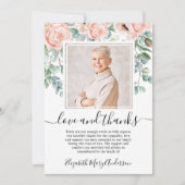 赤面ピンクのフローラサンキューベリーフォト サンキューカード (正面)