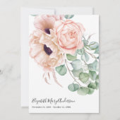 赤面ピンクのフローラサンキューベリーフォト サンキューカード (裏面)