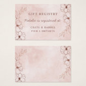 赤面ピンクのフローラシャワーギフトレジストリ挿入カード (正面&裏面)
