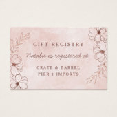 赤面ピンクのフローラシャワーギフトレジストリ挿入カード (正面)