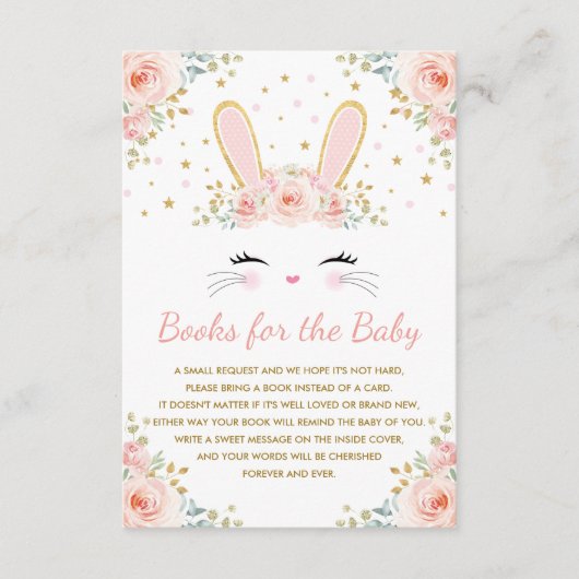 赤面ピンクのフローラバニーラビットブックのためのベビーガール エンクロージャーカード (正面)