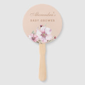 赤面ピンクのフローラバラベビーシャワー ハンドファン (正面)