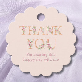 赤面ピンクのフローラバラ赤ちゃんシャワーありがとう フェイバータグ