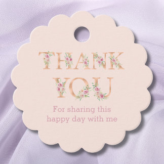 赤面ピンクのフローラバラ赤ちゃんシャワーありがとう フェイバータグ