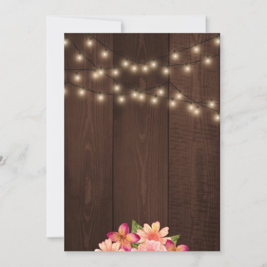 赤面ピンクのフローラバーウッドベビーシャワー 招待状 (裏面)