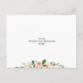 赤面ピンクのフローラブリデスメイドサンキューカード インビテーションポストカード (裏面)