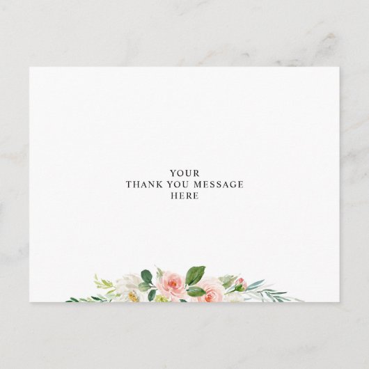 赤面ピンクのフローラブリデスメイドサンキューカード インビテーションポストカード (裏面)