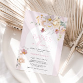 赤面ピンクのフローラベビーで開花ベビーシャワー 招待状