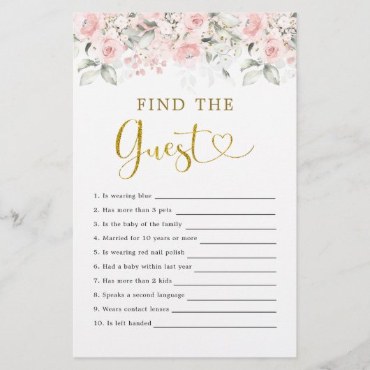 赤面ピンクのフローラベビーシャワーゲストを見つける (正面)