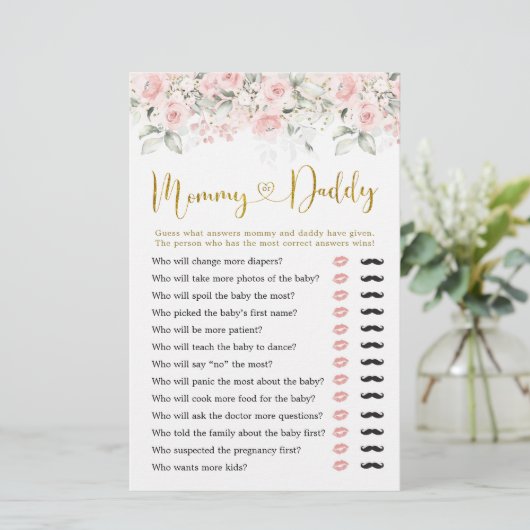 赤面ピンクのフローラベビーシャワーママまたはパパ (スタンド正面)