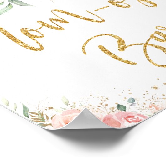 赤面ピンクのフローラママ – osaバーベビーシャワーサイン ポスター (角)