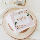 赤面ピンクのフローラ女の子の赤ちゃんシャワーナプキン スタンダードカクテルナプキン