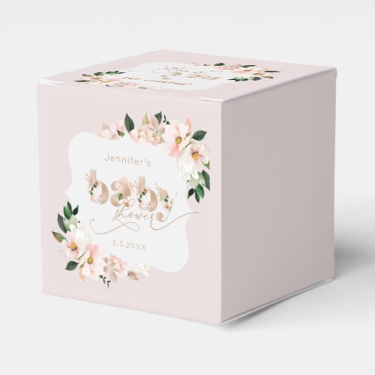 赤面ピンクのフローラ女の子の赤ちゃんシャワーブラケット フェイバーボックス (正面サイド)