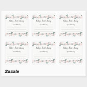 赤面ピンクのフローラ女の子の赤ちゃんシャワー蔵書票 スクエアシール (シート)