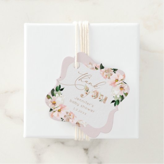 赤面ピンクのフローラ女の子の赤ちゃん感謝していシャワーユー フェイバータグ (インサイチュ)