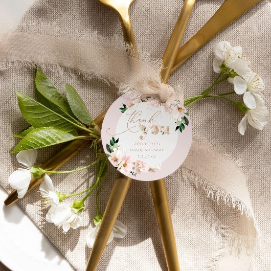 赤面ピンクのフローラ女の子の赤ちゃん感謝していシャワーユー フェイバータグ