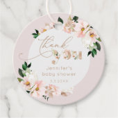 赤面ピンクのフローラ女の子の赤ちゃん感謝していシャワーユー フェイバータグ (正面)