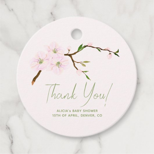 赤面ピンクのフローラ女の子の赤ちゃん感謝していシャワーユー フェイバータグ (正面)