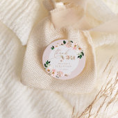 赤面ピンクのフローラ女の子の赤ちゃん感謝していシャワーユー ラウンドシール