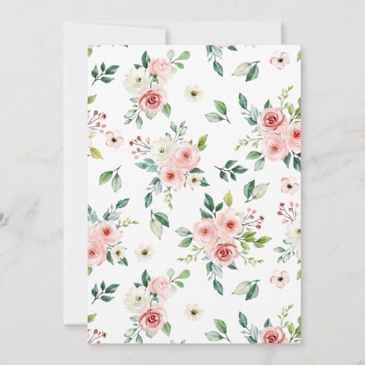 赤面ピンクのフローラ家族の伝統ベビーシャワー 案内状 (裏面)