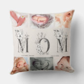 赤面ピンクのフローラ手紙ママ6 Photo Mother's Day クッション (裏面)