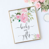 赤面ピンクのフローラ本とギフト赤ちゃんシャワーのサイン ポスター