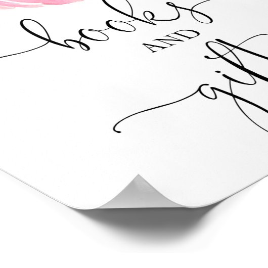 赤面ピンクのフローラ本とギフト赤ちゃんシャワーのサイン ポスター (角)